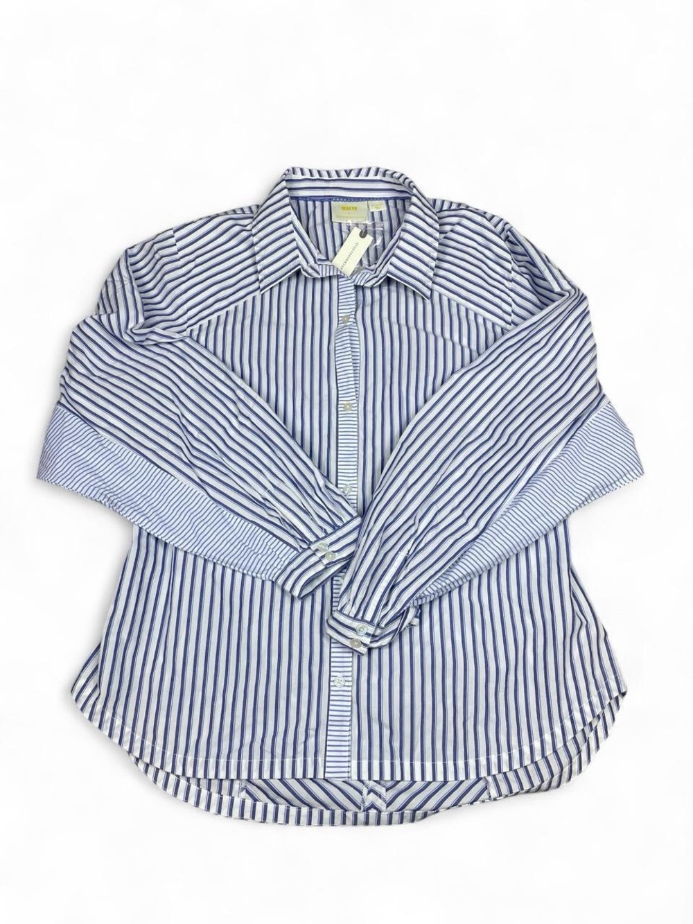 NWT Anthropologie Blue & White Striped Button-Up Shirt with Back Cutout